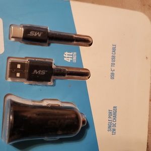 NEW!!!! Android "Mobilespec" Black 4 ft car charging kit-single port